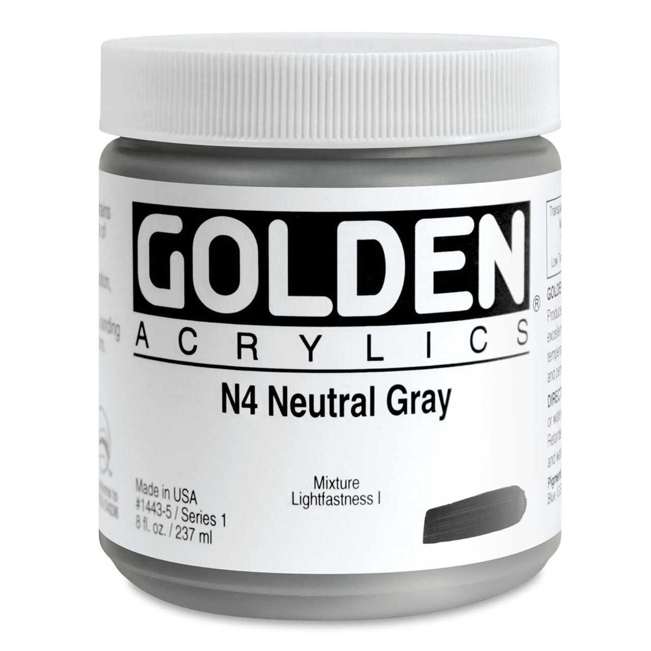 Golden Heavy Body Artist Acrylics - Neutral Gray N4, 8 oz Jar